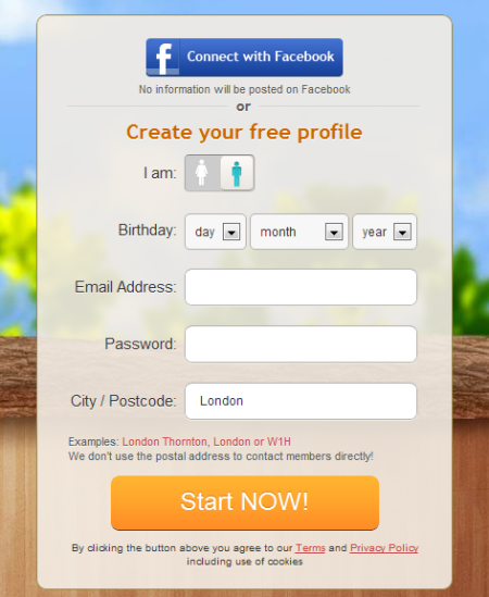 Create your free profile window