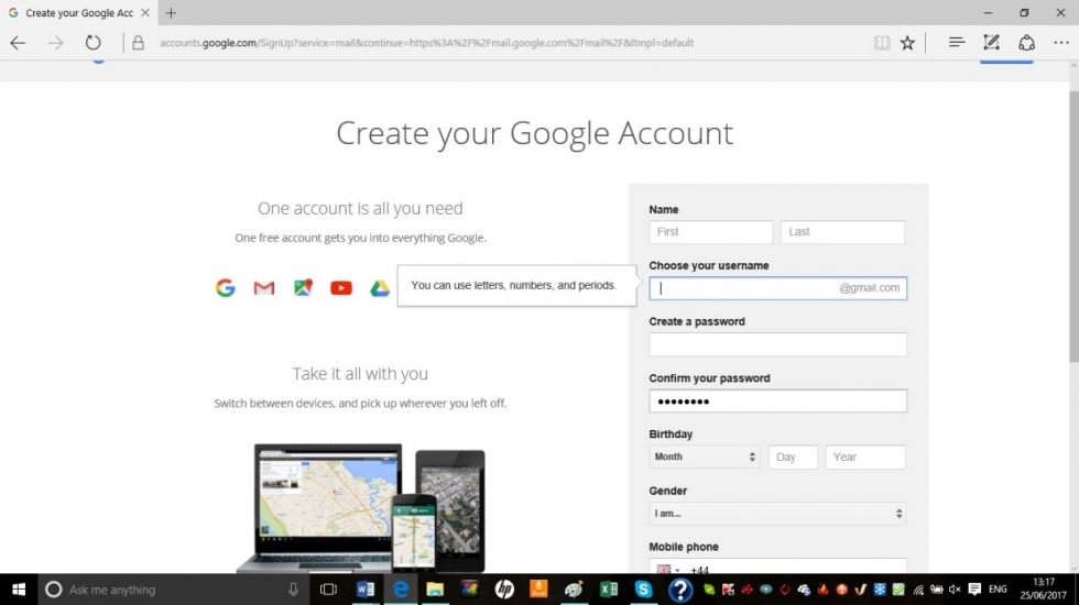 create a google account 