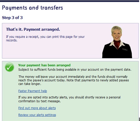 Payment confirmation