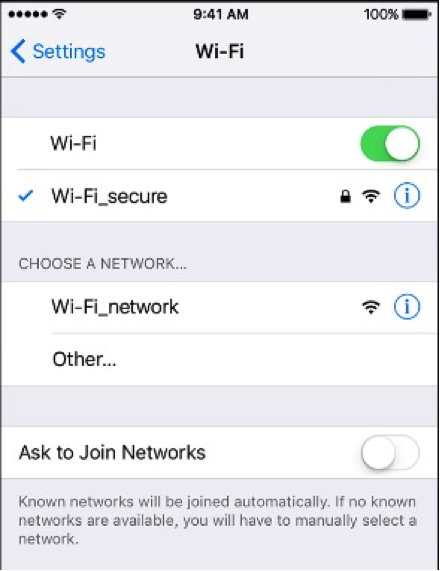 iphone wifi settings