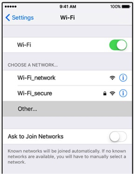 iphone wifi settings