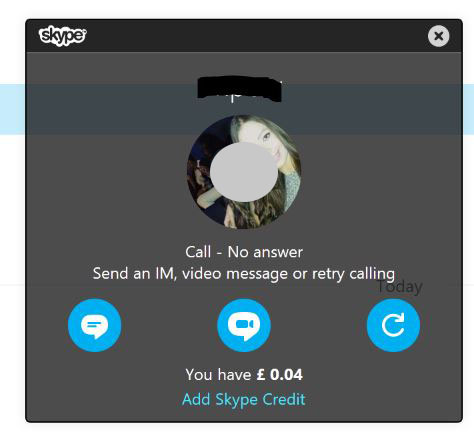 no answer notification on skype