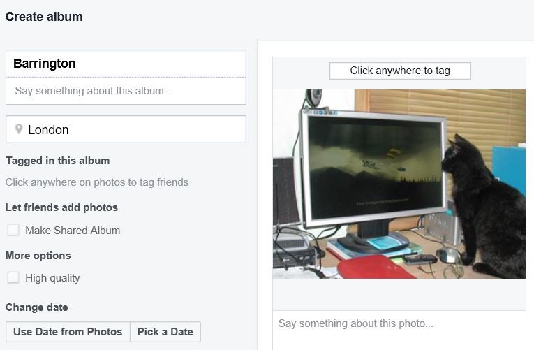 create an album and type a title for it