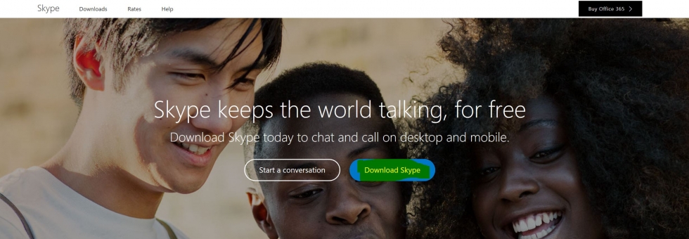 image of the skype homepage