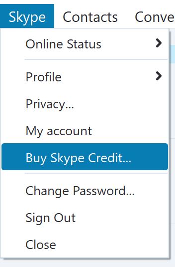 buy skype credit by clicking on skype and then buy skype credit