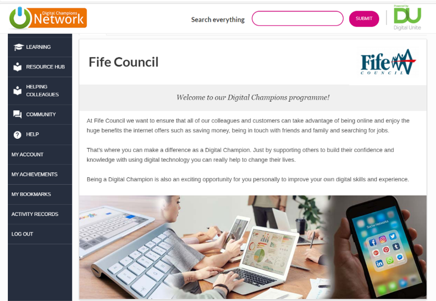 Image of Fife Council project page in the Digital Champions Network