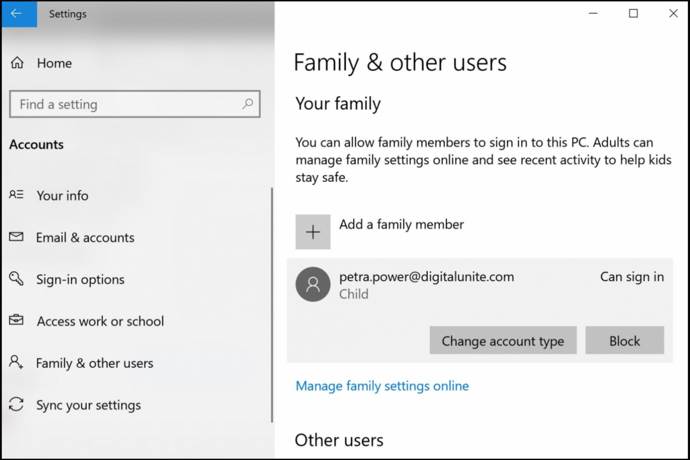 Windows 10 - Setting up parental controls