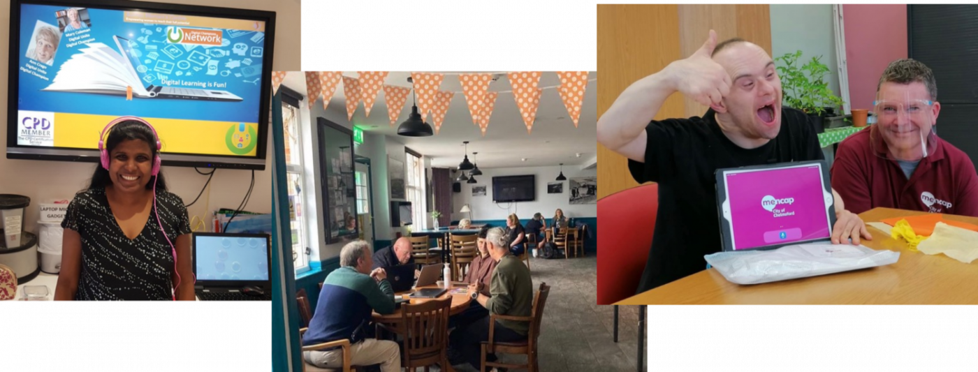 3 pictures of Digital Champions and learners