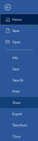 Screenshot of Microsoft Word File menu