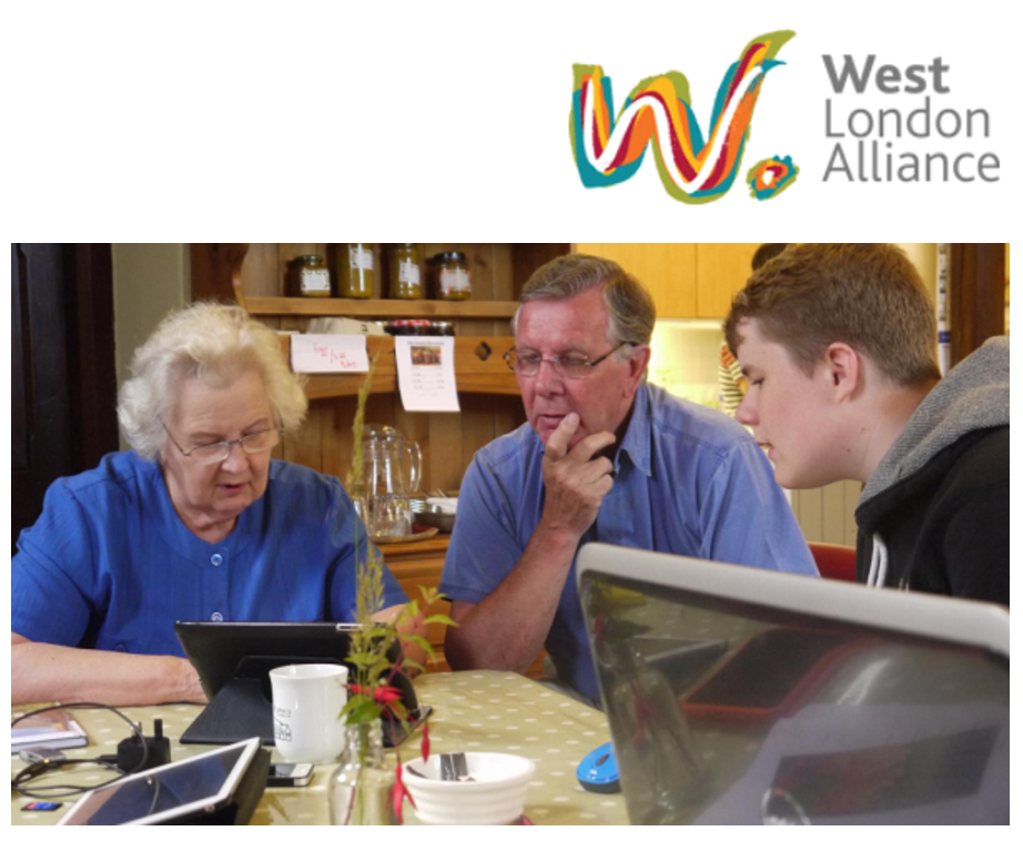 west london alliance logo and people looking at devies