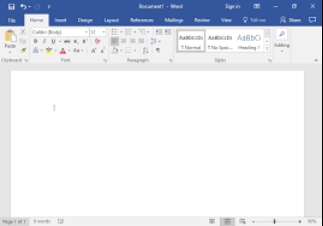 Screenshot of Word blank document screen