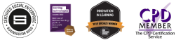 A set of images to represent accreditations including CDP membership, Social Enterprise and some awards.