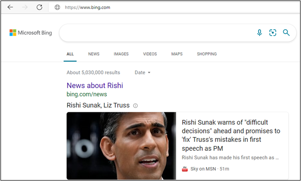 Bing search