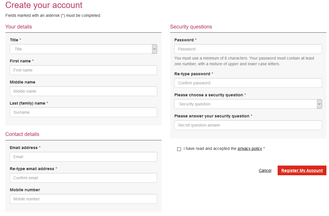 Create account