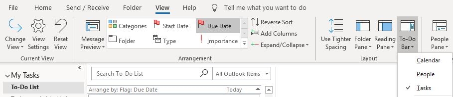 Outlook task list