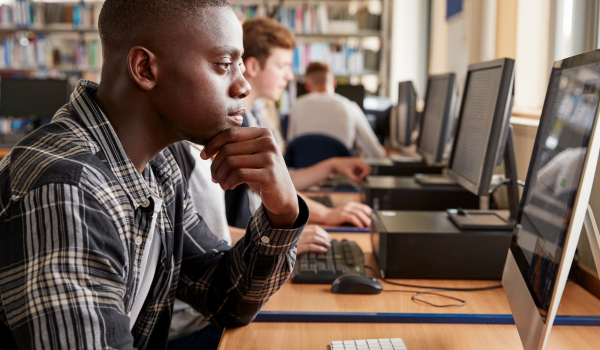 young man in a library