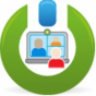 Open badge showing an icon of an online meeting