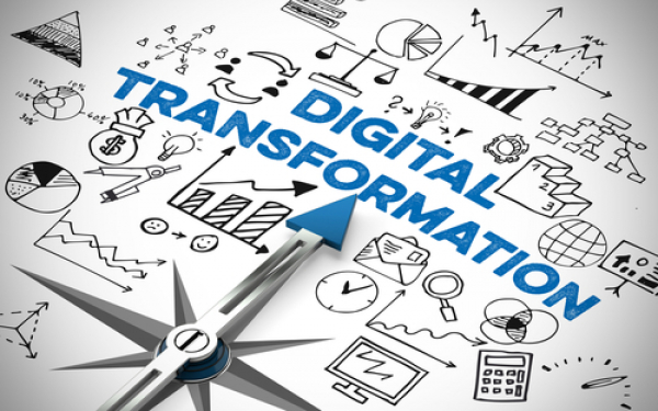 words 'digital transformation' displayed in an infographic