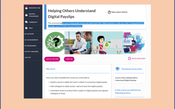 screengrab of new digital payslips course