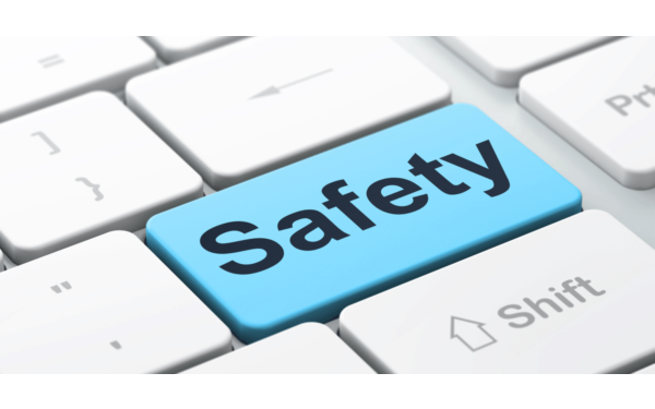 Online safety button reflecting the need to be safe when providing digital skills support remotely