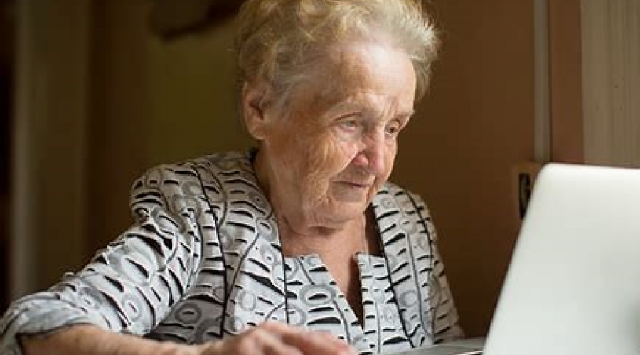 Picture of older person using the computer