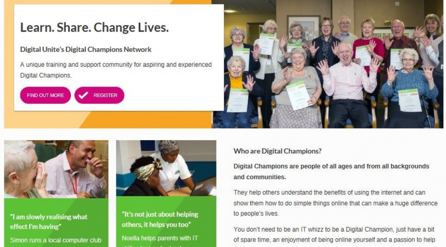 The home page of our Digital Champions Network