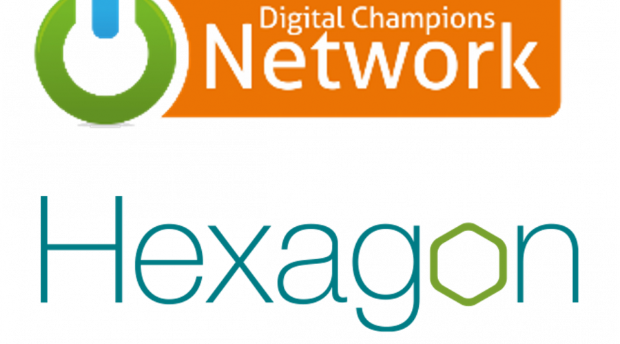 Digital Champions Network logo and Hexagon Housing logo