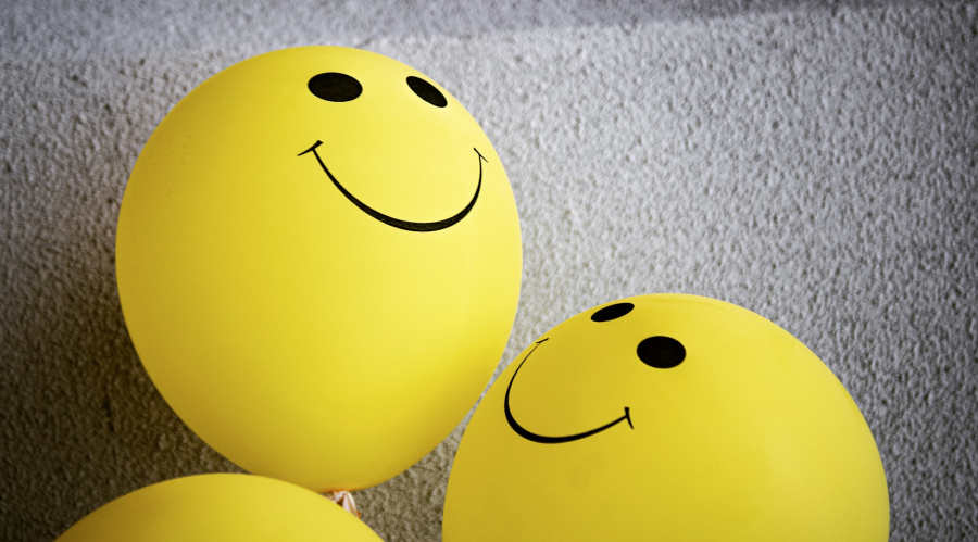 balloons with smiles on them. 