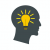 mans brain with a lightbulb